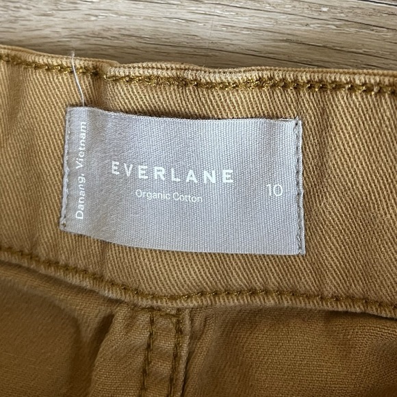 Everlane Organic Cotton Barrel Leg Pants Women's Size 10 Khaki Wide Leg Cropped - Picture 5 of 8
